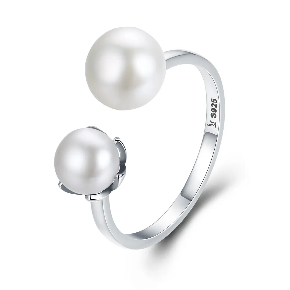 Elegant Adjustable Sterling Silver Zircon Open Ring