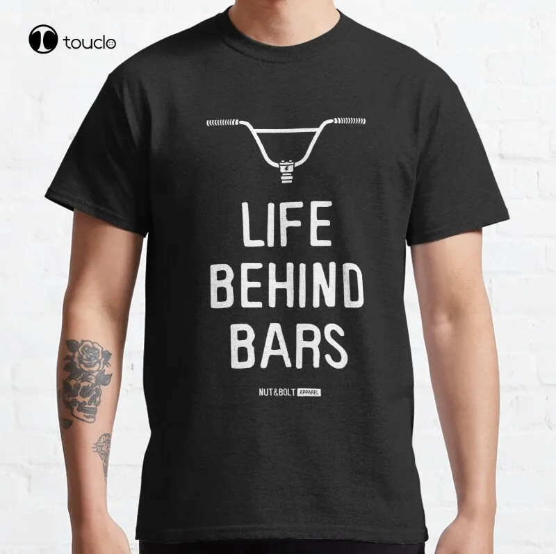 Life Behind Bars - Bmx Classic Cycling Park Street Dirt Jump T-Shirt Freestyle T-Shirt In Cotone