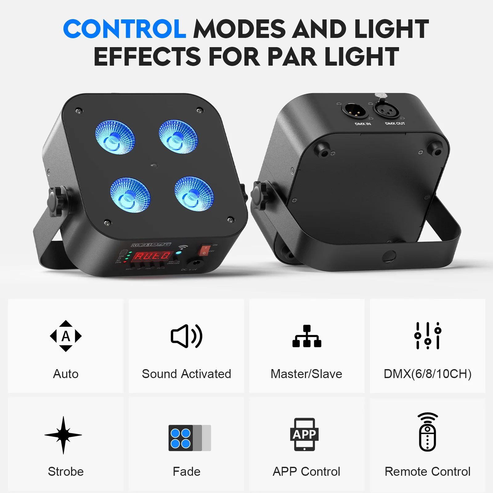 ZonQoonz 4 PCS RGB Par 36 LED Batterie Rechargeable, 36W Lumiere de