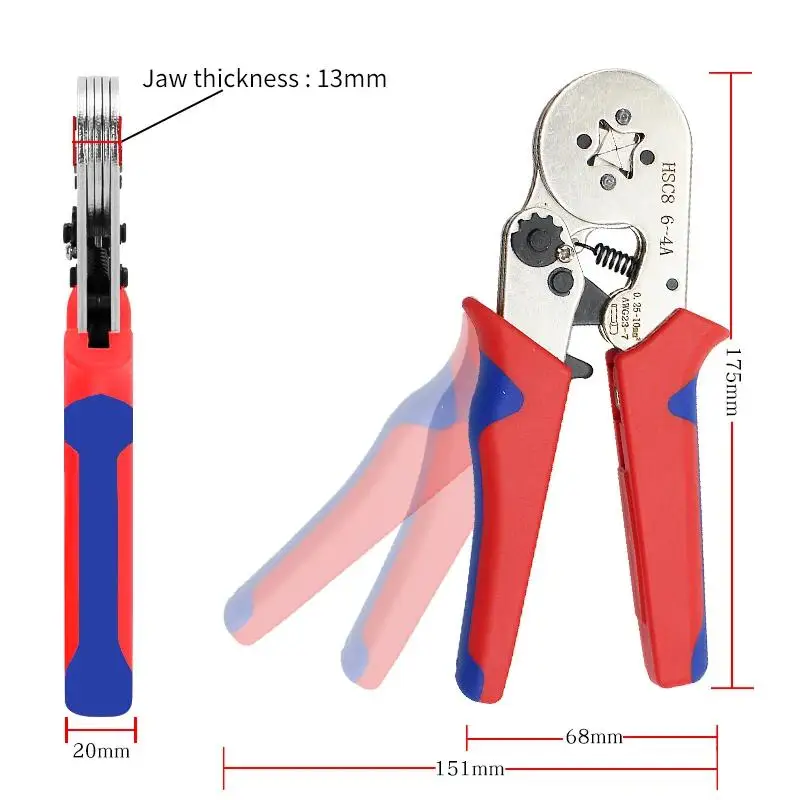 Tubular Terminal Crimping Pliers Tool Kit HSC8 6-4A 0.25-10mm2/6-6A 0.25-6mm2 High Precision Tool Ferrule  Electrician Clamp Set 3