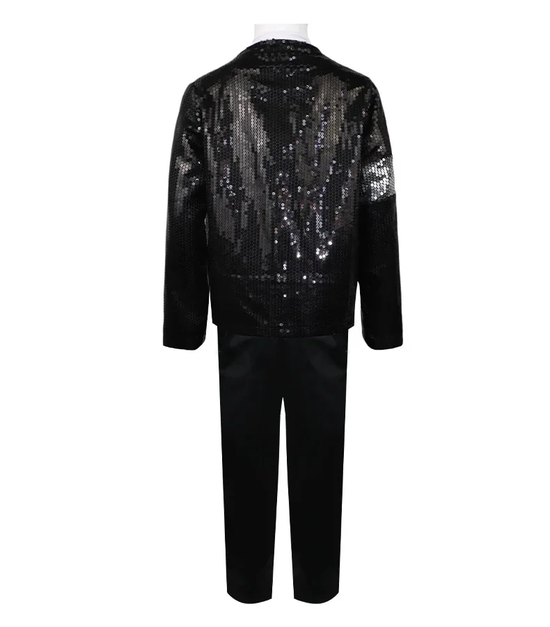 Michael Jackson Dance Black Sequined Suit Performance Show Costume for Kids Adults Jacket Pants At Gloves Glasses Socks Costumes