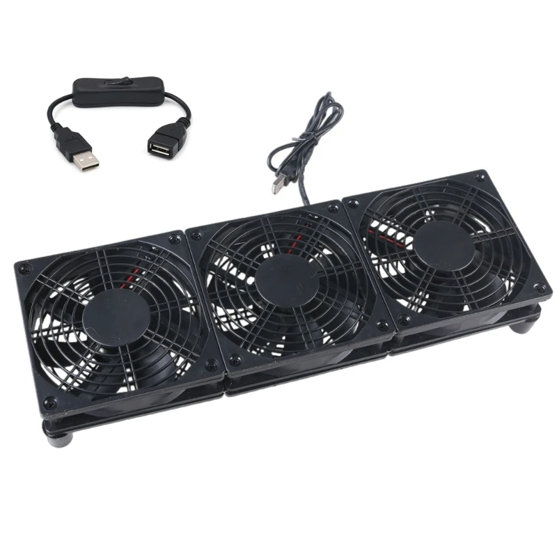 

120mm 5V Three USB Fan 1 Speed Cooling Fan for Receiver Router