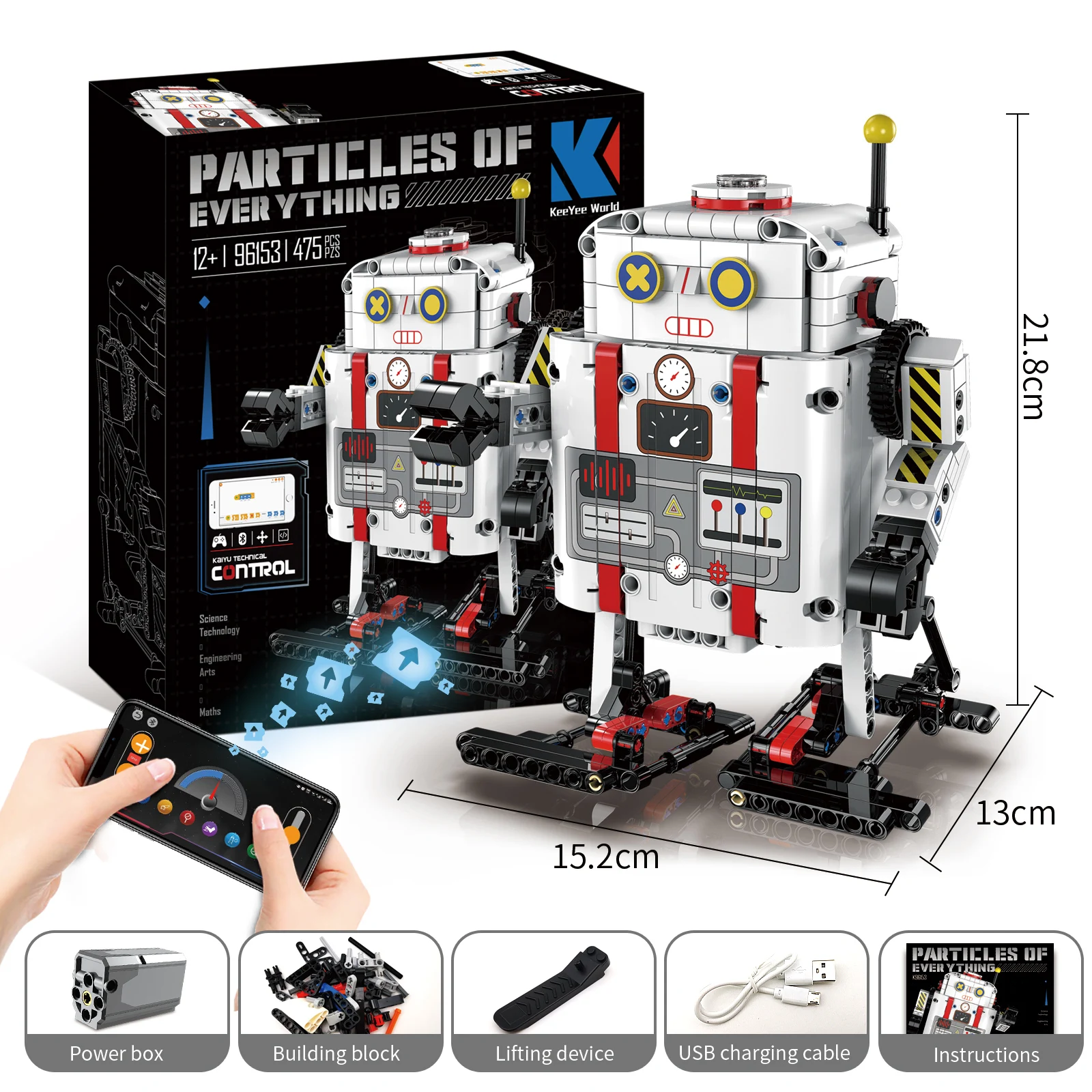 

Technical K96153 APP Remote Control Building Blocks Bricks Programming USB Fat White Robot Gift Moc Sets Toys Construction Kids