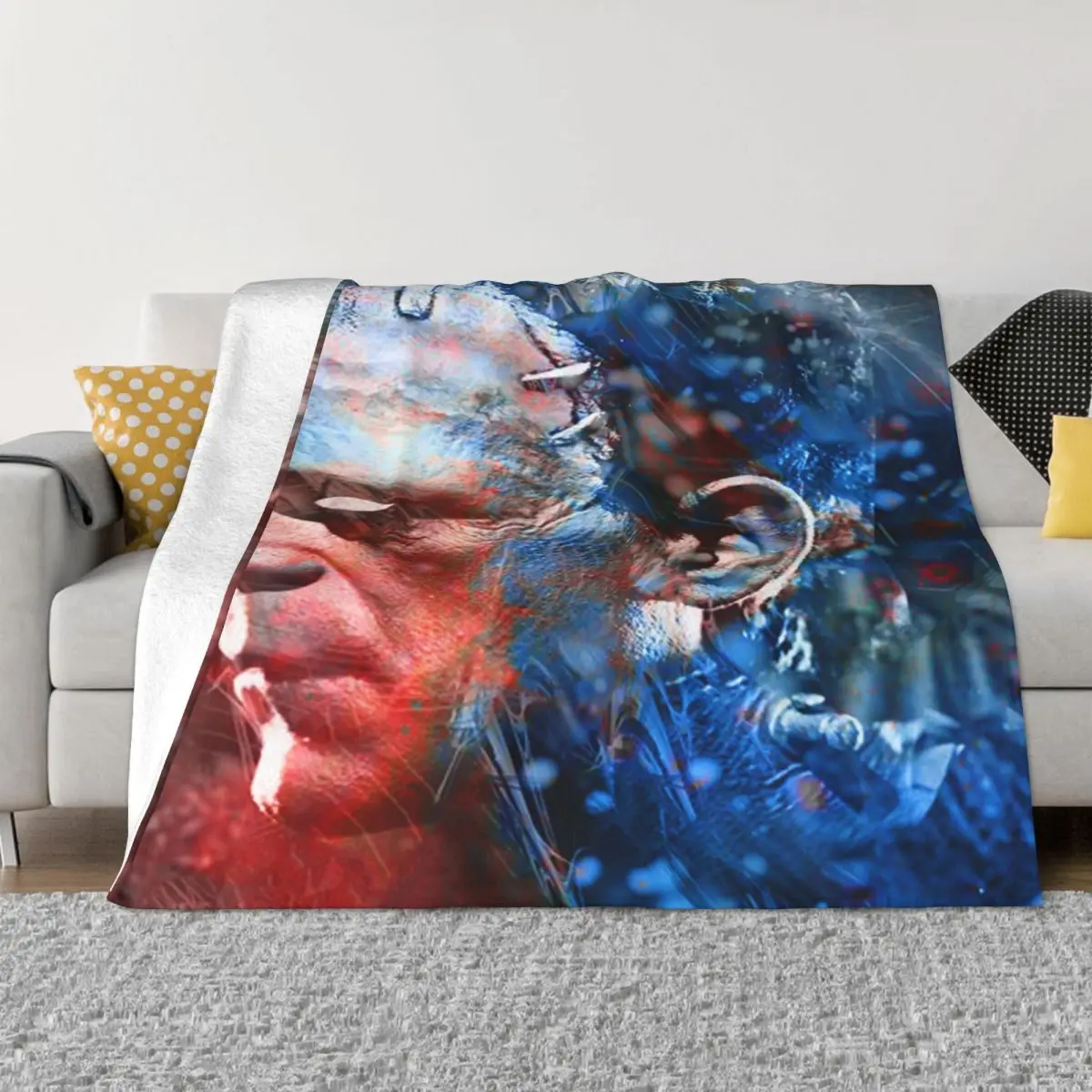 

Frankenstein Portrait Blanket Warm Fleece Soft Flannel Horror Film Throw Blankets for Bedding Couch Car Spring