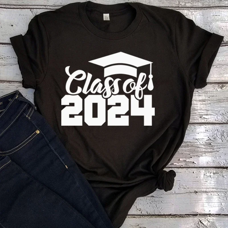 

Class of 2024 T Shirts Senior Class Graduate Shirts for Women Goth Graduation 2024 T-shirts Vintage Graphic Tops m