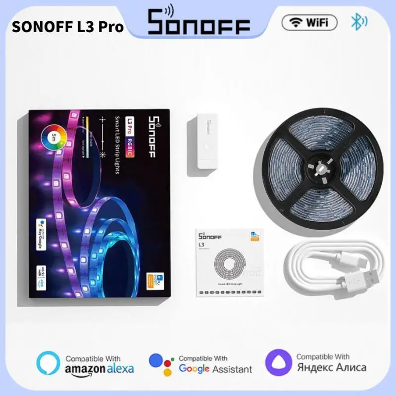 

SONOFF L3/L3 Pro 5M WiFi Smart LED Strip Light Flexible RGB Lights Decoration LED Lamp Tape Smart Home Via Alexa Google Home
