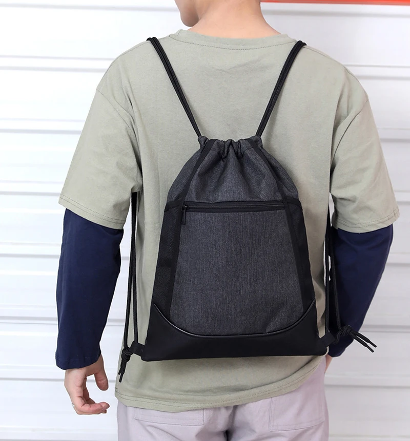 DHL50pcs Women Men Unisex Oxford Patchwork Middle Zipper Basketball  Drawstring Backpack Bag