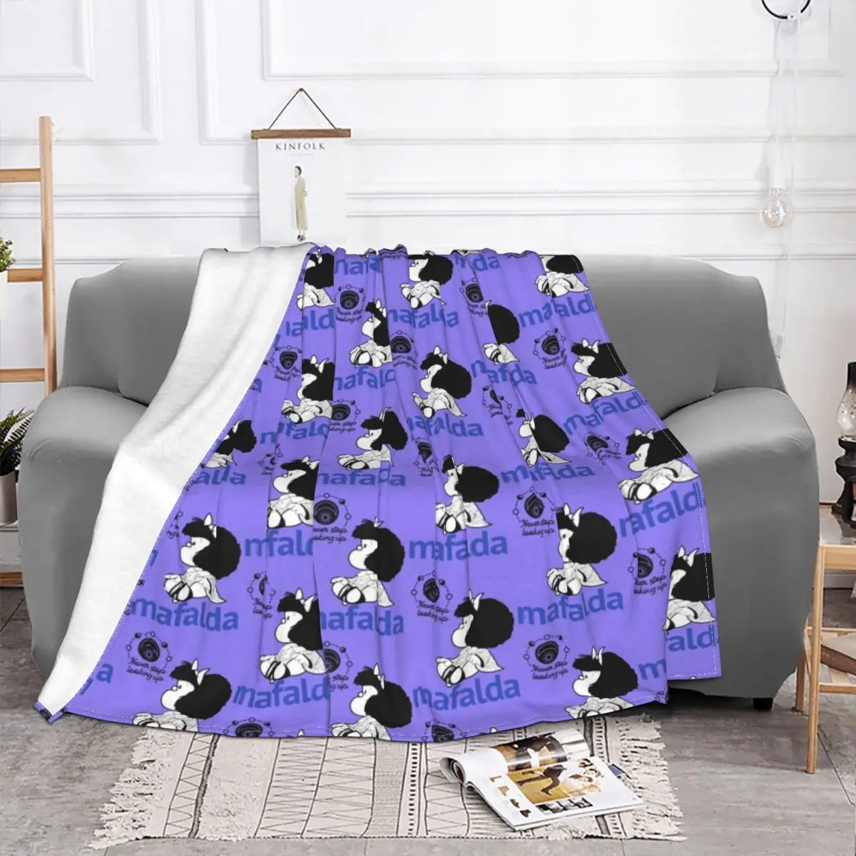 

Mafalda Little Baby Blanket Velvet Summer Kawaii Cartoon Breathable Ultra-Soft Throw Blanket for Bed Travel Bedspread