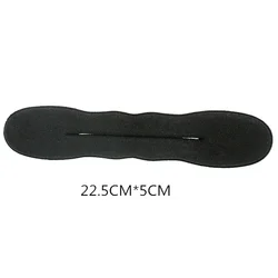Hair Styling Donut Bun Curler - Magic Foam Twist Tool Accessories, Black (22.5cm)