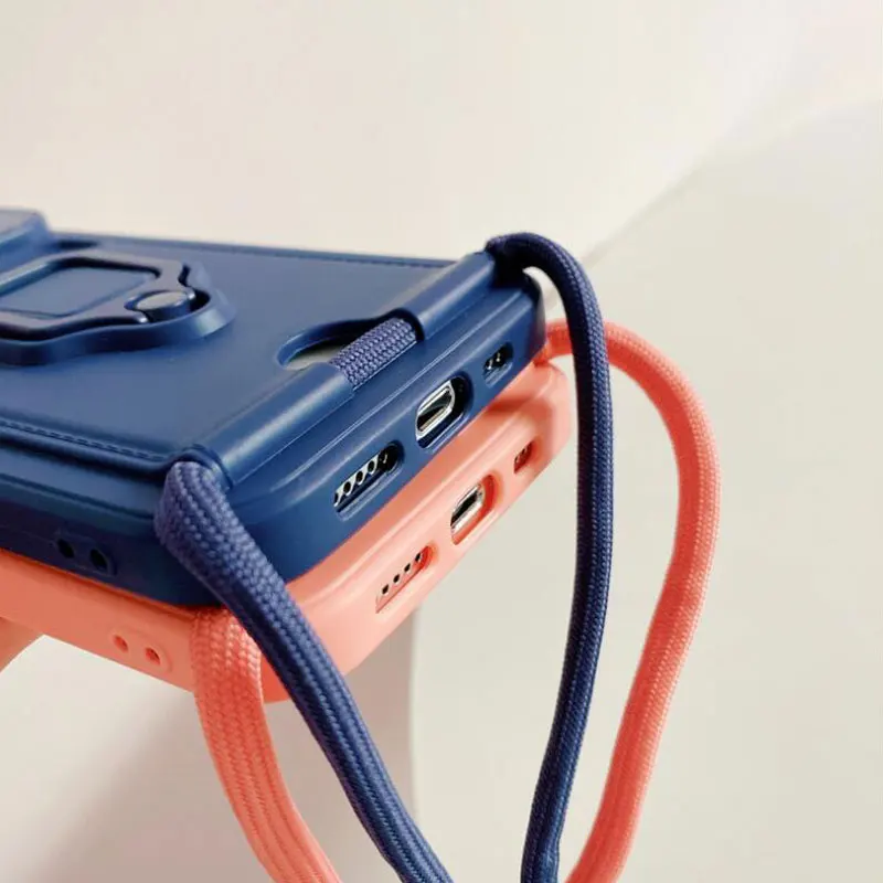 Crossbody Lanyard Strap Slide Lens Card Slot Silicone Case