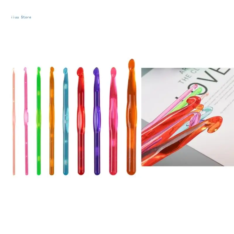 Pack of 9 Transparent Crystal Crochet Hooks Knitting Needle Crochet Needle  Set - AliExpress