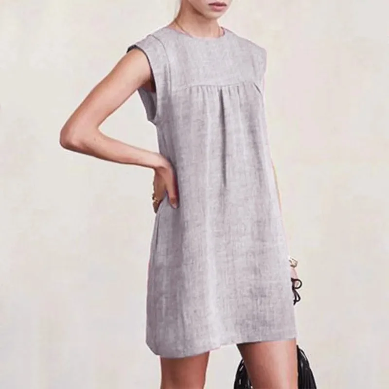 Summer Holiday Cotton Linen Fold Sundress