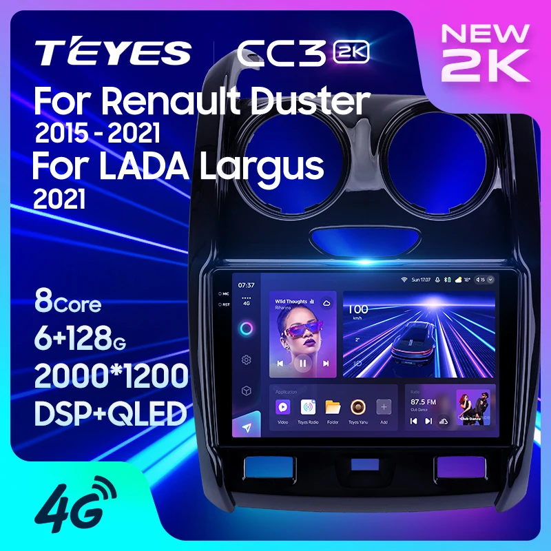 TEYES CC3 2K Renault Duster Dacia Duster 2015 - 2021 LADA Largus 2021 자동차 라디오 멀티미디어 비디오 플레이어 네비게이션 스테레오 GPS 안드로이드 10
