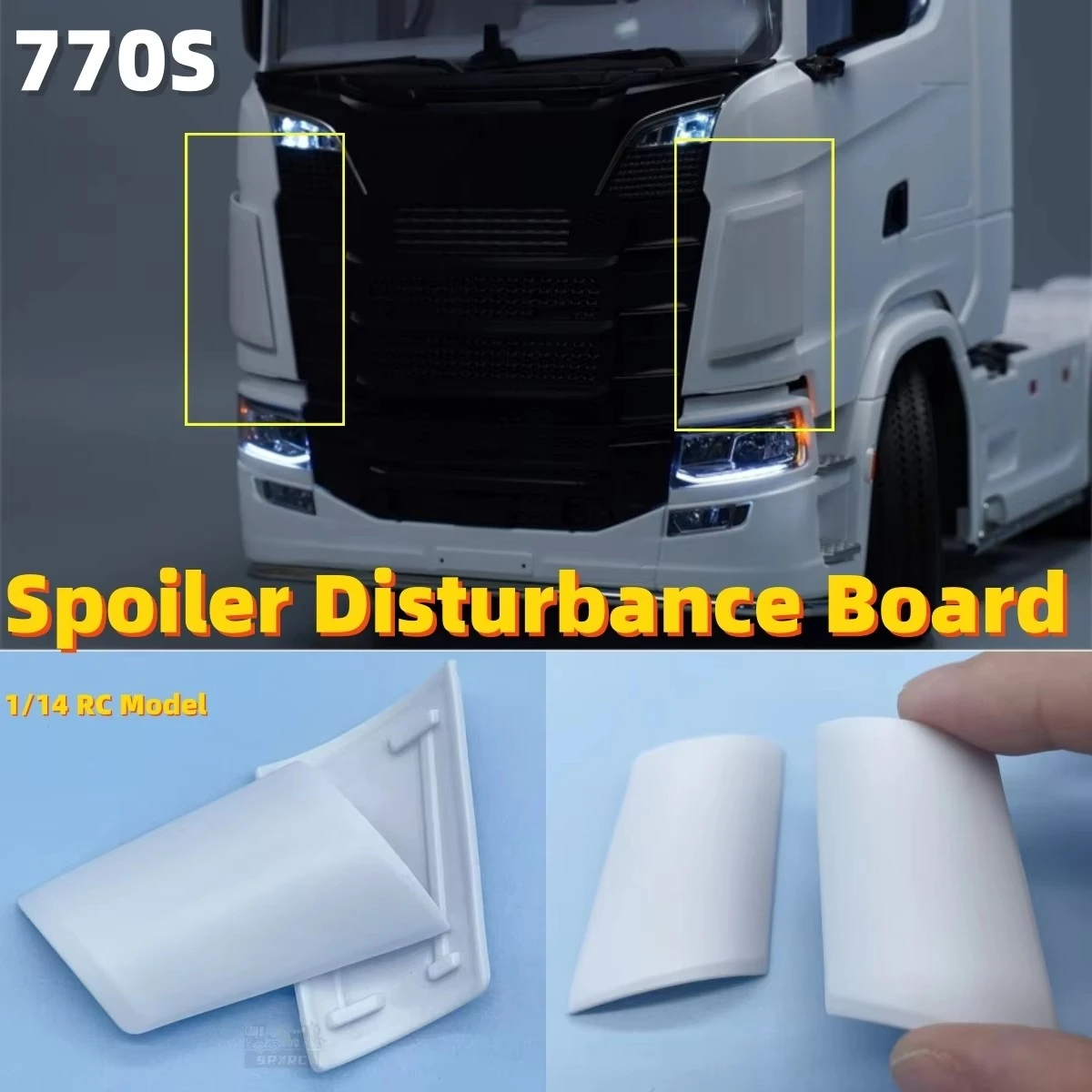 770S ABS Kunststoff Frontspoiler Seite Lufthaube Modell für 1/14 Tamiya RC SCANIA 770S 6×4 56368 Muldenkipper Kipper Anhänger Spielzeug Teile
