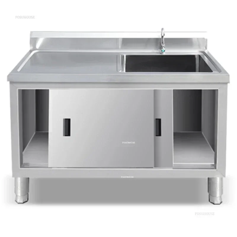 Stainless Steel Kitchen Sinks Commercial Sinks Platform Vegetable Basin Multi-functional Moveable Door Stove Cabinet with Sink X