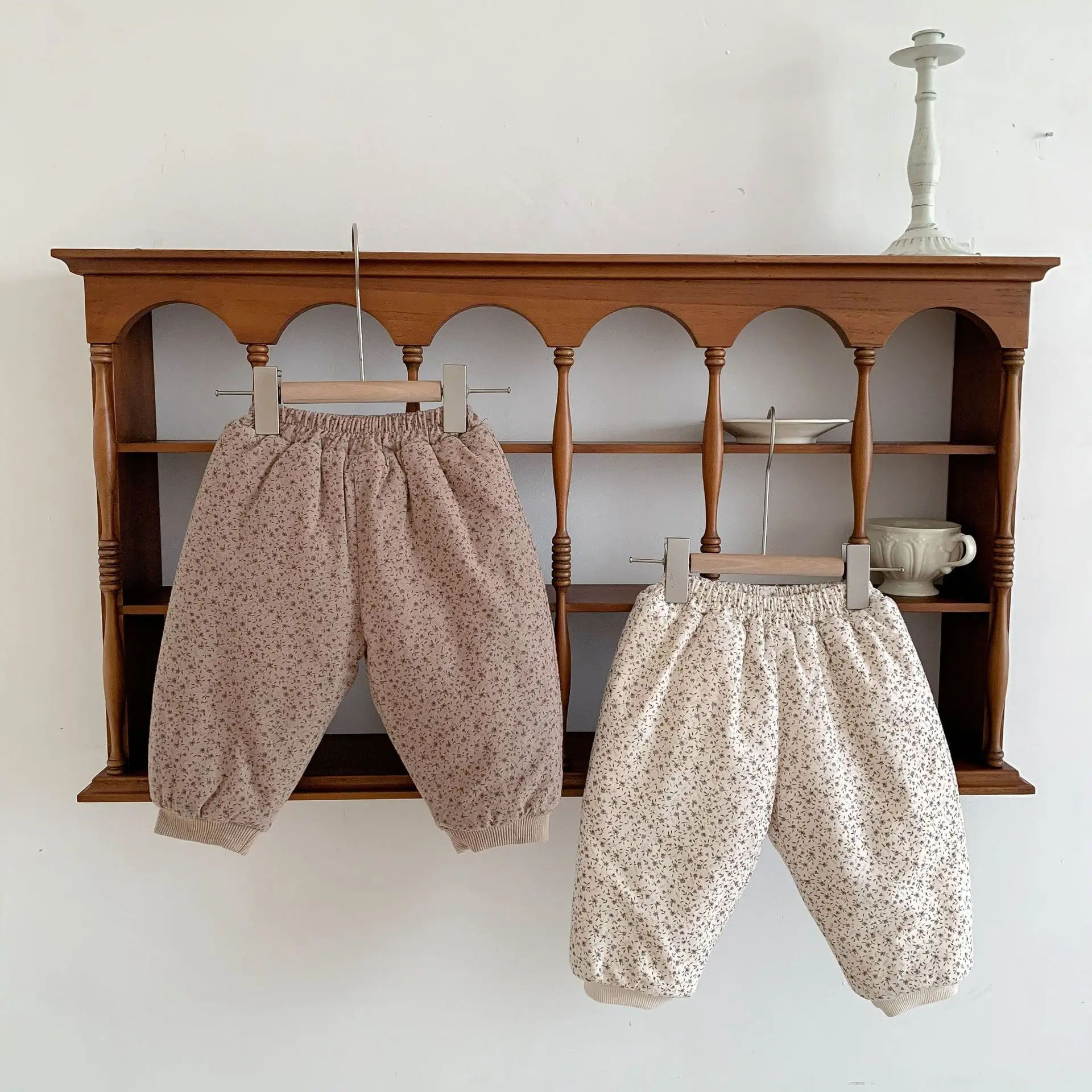 Winter Korean Baby Girls Pants Cotton Floral Loose Plus Thick Warm Versatile Infant Girls Trousers Toddler Outfits