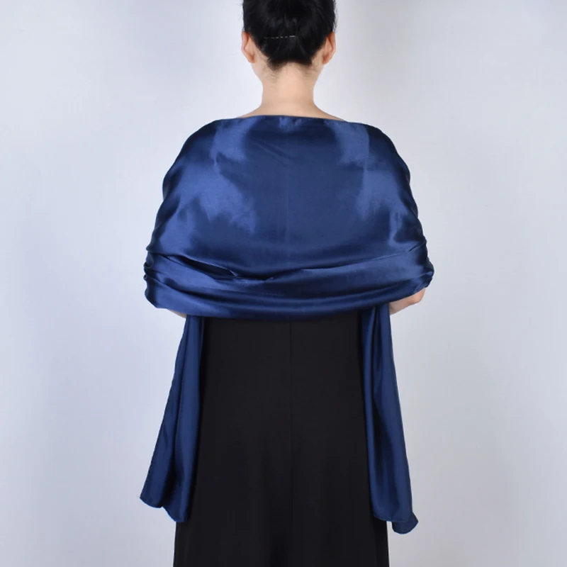 Fashion Satin Evening Dress Neck Guard Long Silk Scarf Sunscreen Beach Cape Women Winter Thin Tassel Party Cloak Warm Shawl V87 5