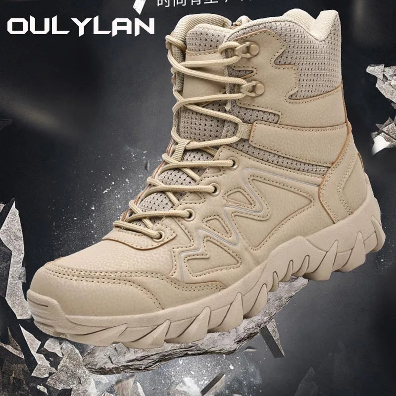 

Tactical Boots Men Military Sports Training Boots Outdoor Climbing Camping Hiking Shoes Men's Combat Desert Shoes 39-46 size