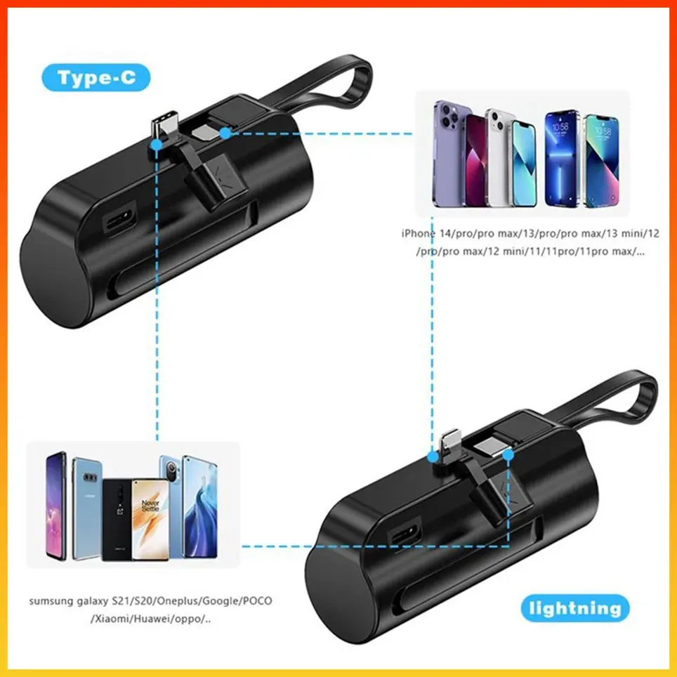 

Power Bank Internal Cable Mini Power Bank External Battery Portable Charger, Samsung Backup Power Bank, 10000mAh