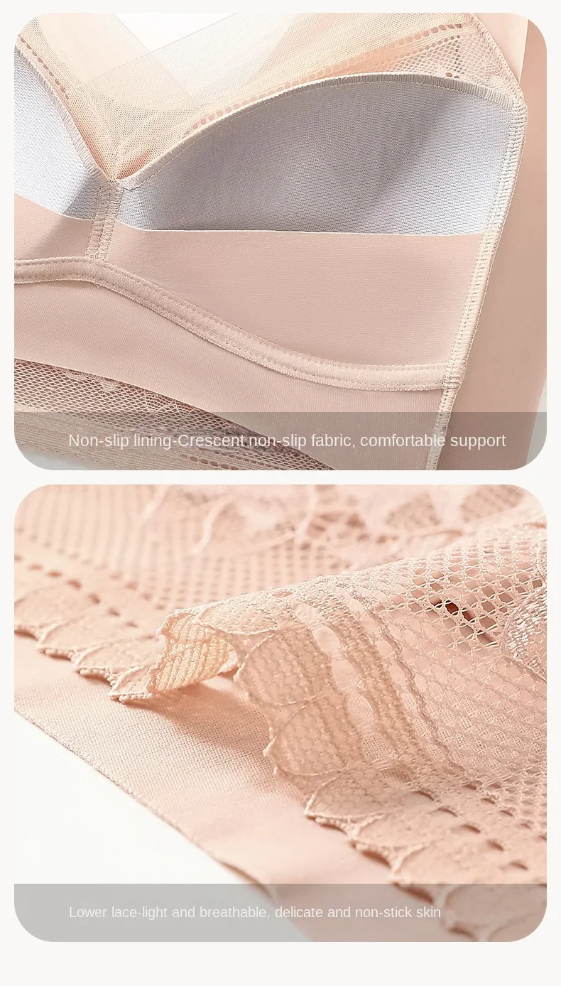 Damen Große Größen Push-Up BHs Eisseide Nahtlos Oberteil Bralette Spitze Drahtlos Sommer BHs Übergröße Top Dessous Unterwäsche Dropshipping – Detail 24