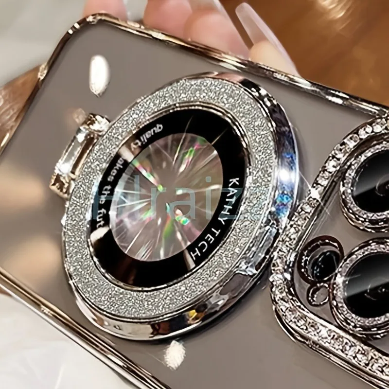 Luxury Glitter Magnetic Phone Holder with Finger Ring and Stand Function