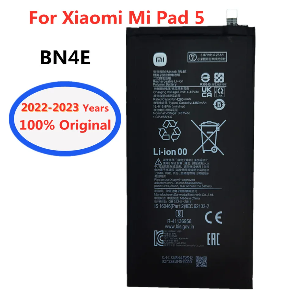 

New BN4E Xiao Mi Original Phone Replacement Battery For Xiaomi Mi Pad 5 Pad5 High Quality 4360mAh Tablet Rechargeable Batteries