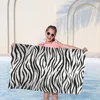 Black White Print Zebra Big Microfiber Beach Towels Quick Dry Towel Sand Beach Towels Pool Towel For Travel Swim Pool Yoga 1