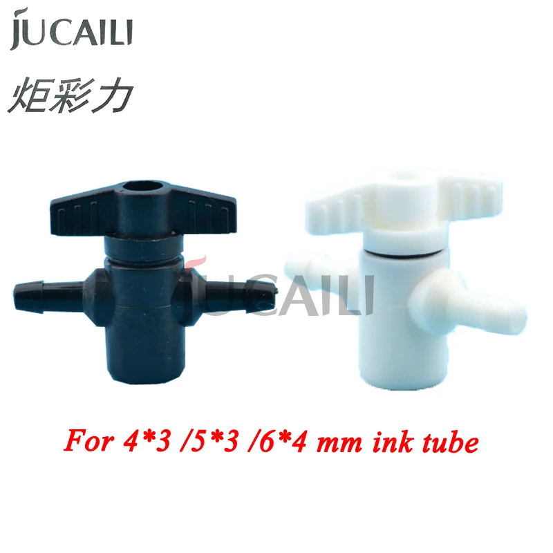JCL 2pcs Plastic 2 Way Manual Valve for Flora Xuli Roland Solvent UV Printer 3mm/4mm Ink Tube Switch System ink tube 3mm x 4mm for mutoh eco solvent ink tube printers