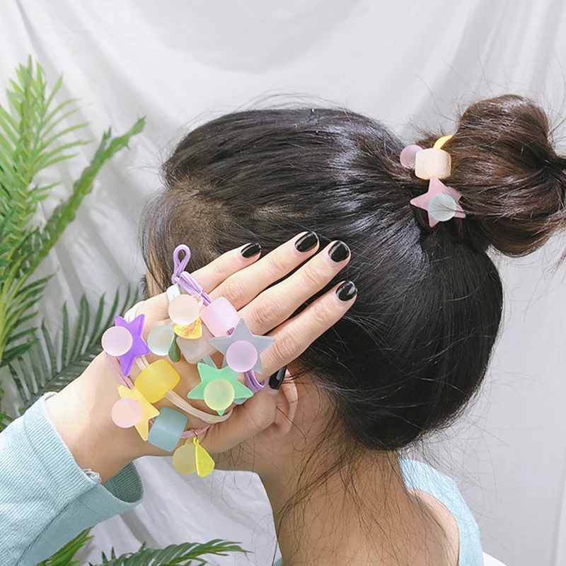 

Elastic Frosted Star Hair Rope Y2k Acrylic Braided Ponytail Rubber Korean Colorful Scrunchies Fashion Women Headwear Decorative