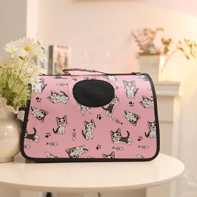 고양이Breathable Cat Carrier Bag Foldable Pet Dog Bags for Outdoor Large Capacity Handbag Colorful Cross-body Cat Bag for Small Dog