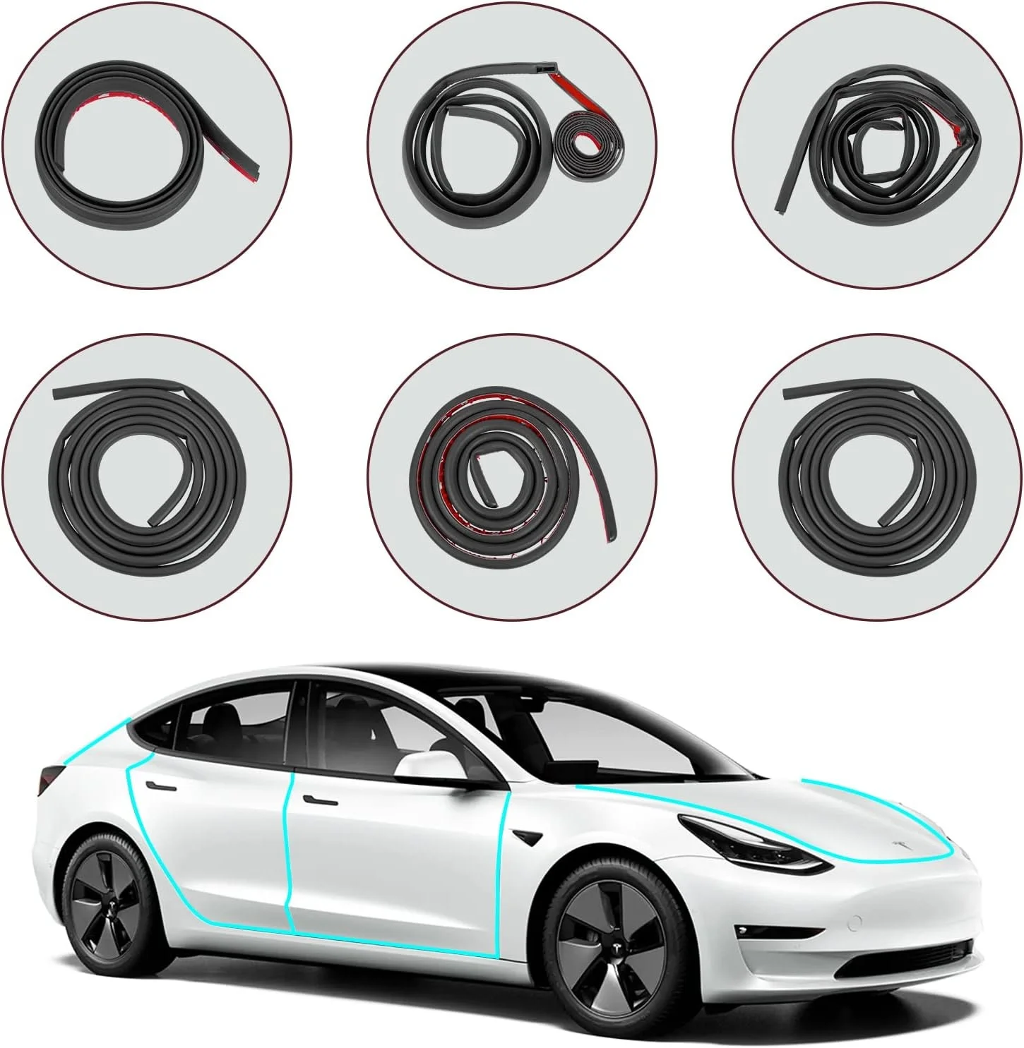 Tesla Model Y Model 3 하이랜드 도어 고무 씰 방음 날씨 스트리핑 트림 바람 소음 감소 키트 액세서리