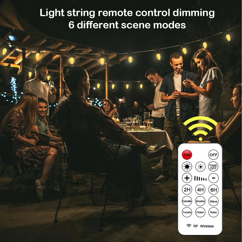 Outdoor LED String Lights with Remote Control and Dimming Feature for Garden, Bedroom, and Party Decoration
