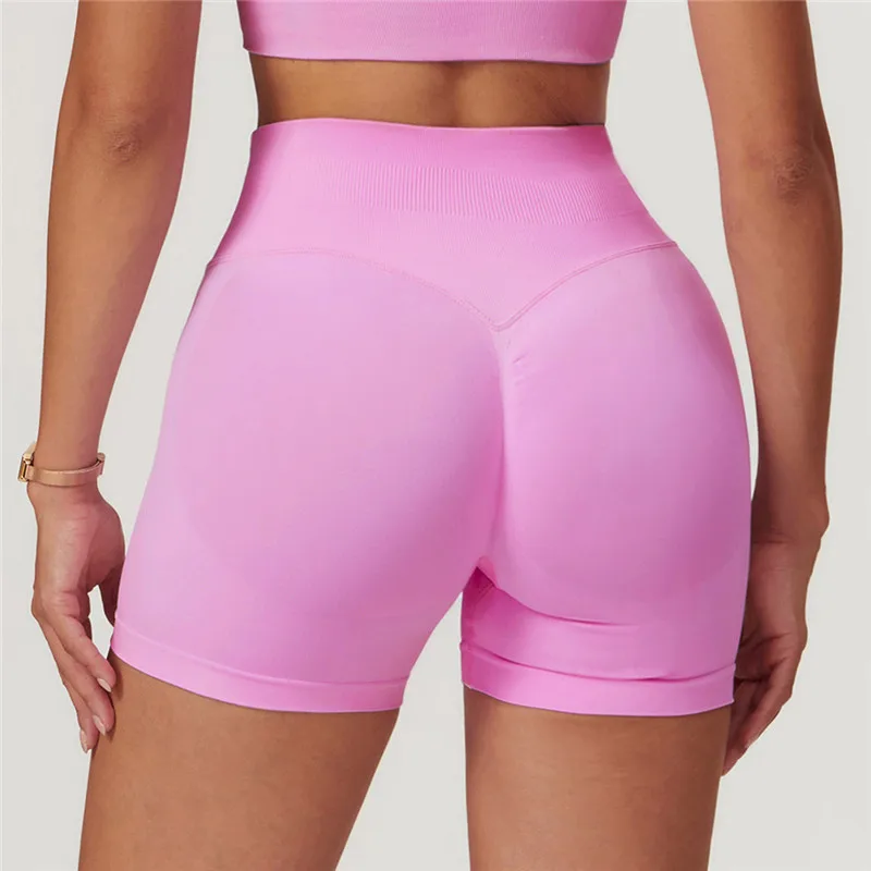 HBC Running Shorts Quick Dry Sportswear Bottoms Women Seamless High Waist Scrunch Seam Butt Yoga Shorts Compression