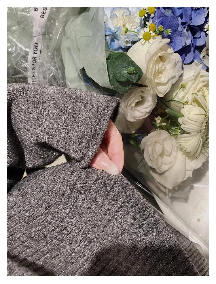 Conjunto de 3 piezas de punto para mujer, chaleco con cuello halter, cárdigan largo, pantalones largos, ropa informal lisa de moda coreana, otoño e invierno, nuevo