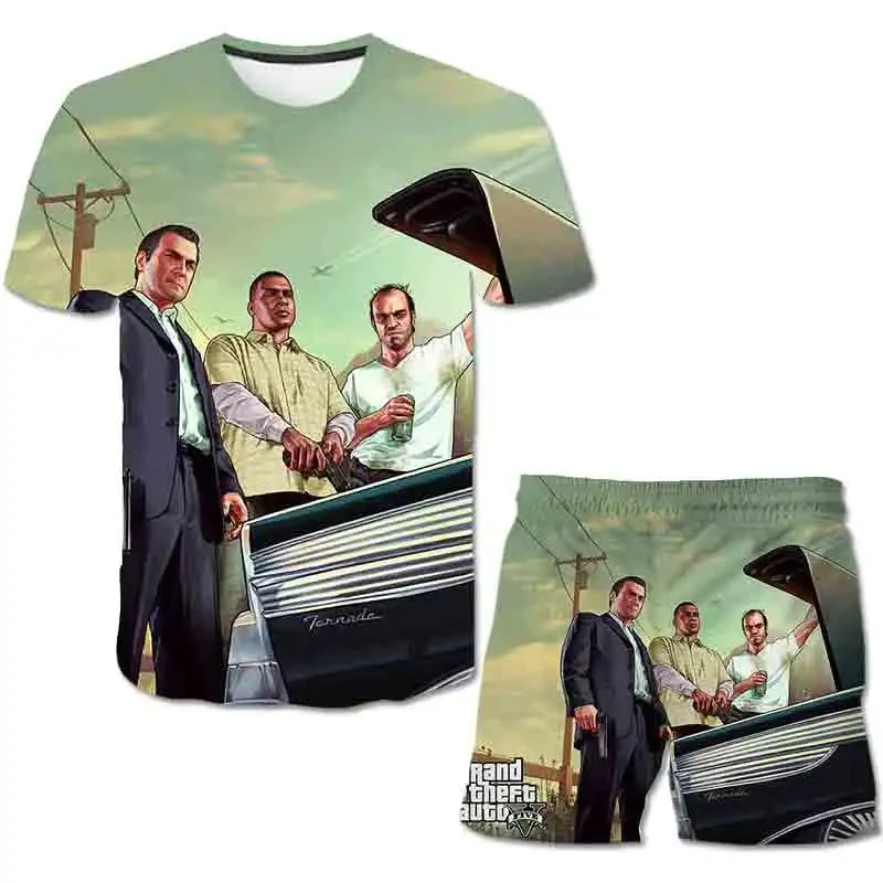 Ropa Deportiva de juego GTA 5 para niño y niña, conjunto de 2 piezas, ropa de 1 a 14 años