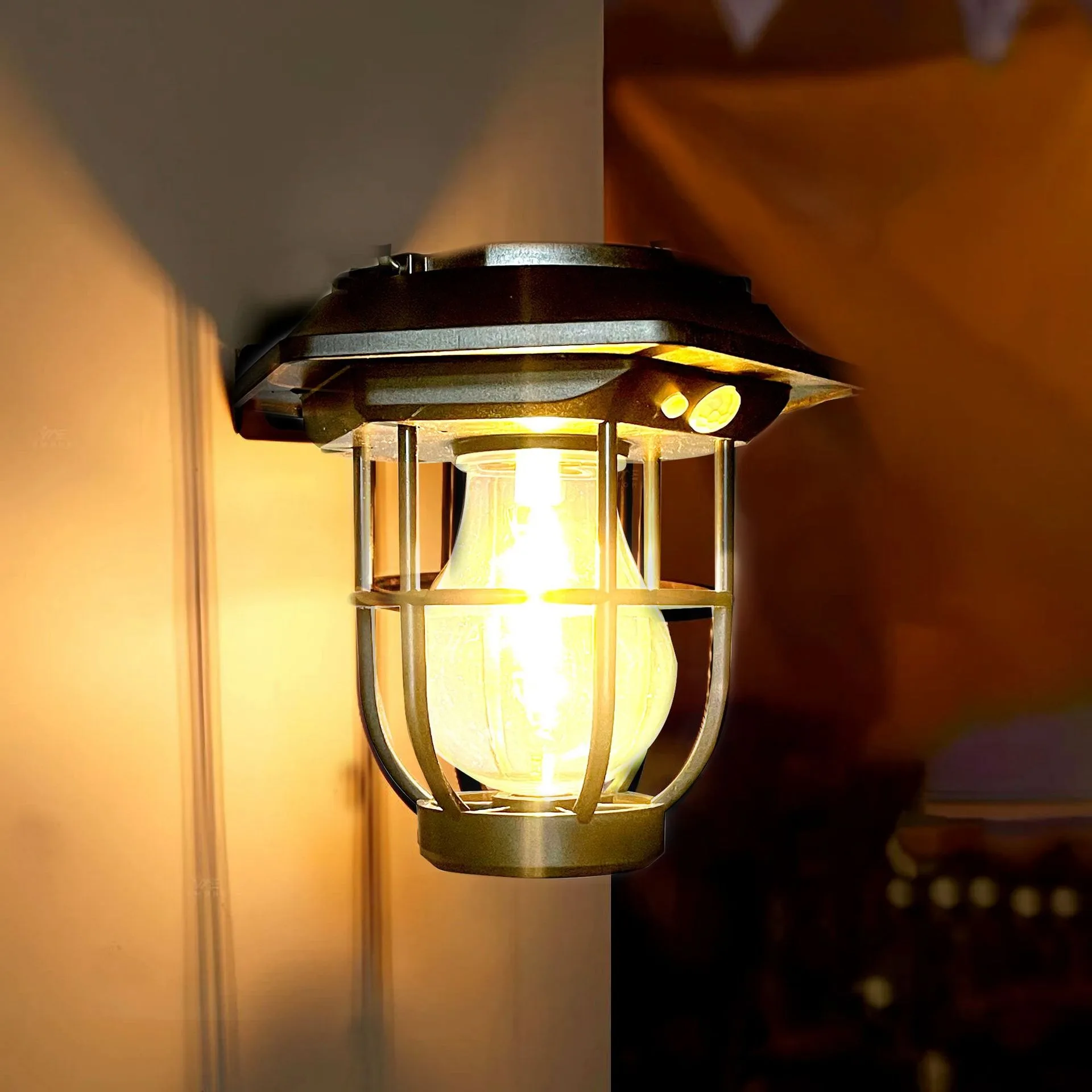 Outdoor Solar Bulb Lantern Wall Lamp Garden Courtyard Decoration 3Mode Waterproo