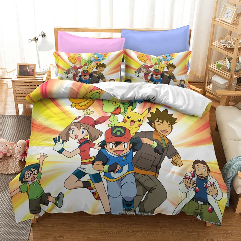 2022 Pokemon Bedding Sets for Children Cartoon Anime Figure Pikachu