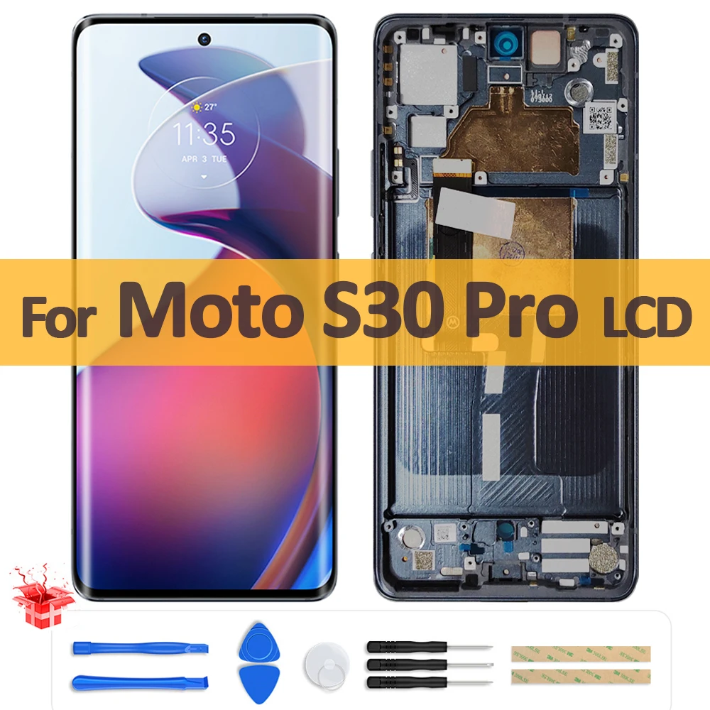 

6,55 "Оригинальный ЖК-дисплей для Motorola S30 Pro XT2243-2 ЖК-дисплей сенсорный экран дигитайзер в сборе с рамкой ремонт для Moto S30 Pro