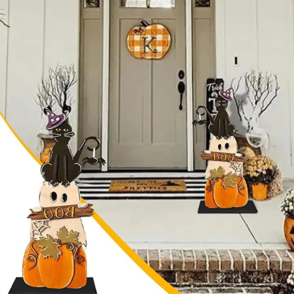 

2023 Halloween Fun Portico Decoration Wooden Cartoon Standing Ornament Halloween Decorations for Gate Garden