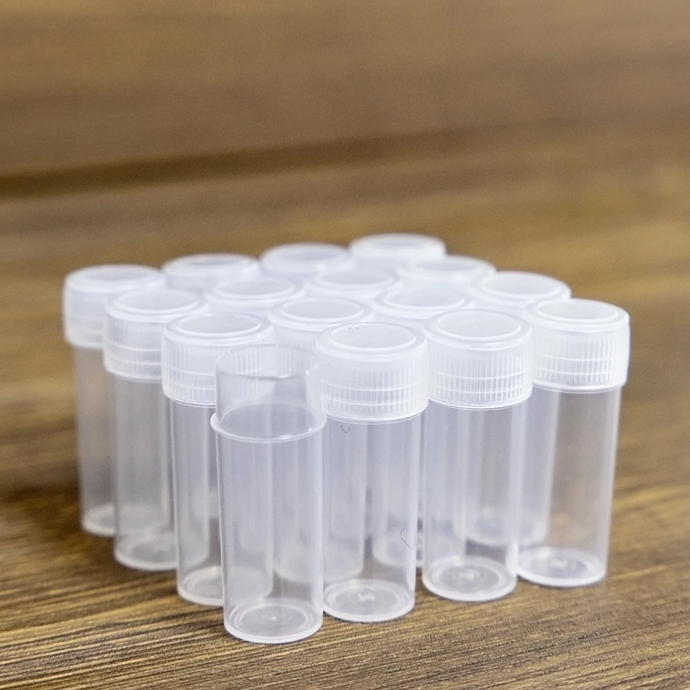 Plastic Sample Bottles Test Tubes Mini Bottles Vials Storage Containers 5ml 20/100Pcs