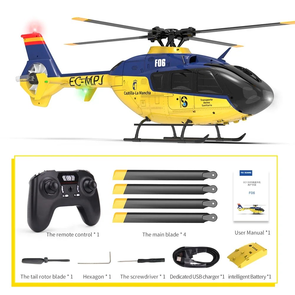 

YU XIANG EC135 Scale Fuselage F06 6CH RC Helicopter Dual Brushless Optical Flow Localization RTF not F09S