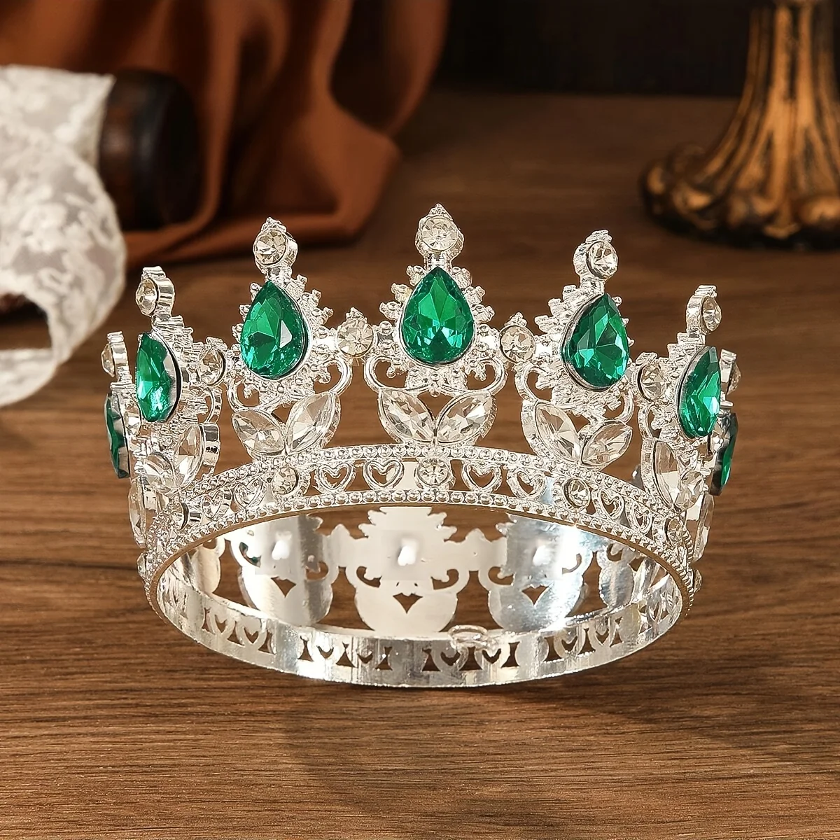 Barocke Kristall-Tiara und Krone, Stirnband für Damen, Party, Abschlussball, Diadem, Braut, Hochzeit, Haarschmuck, Schmuck, Krone, Tiara, Geschenk – Detail 14