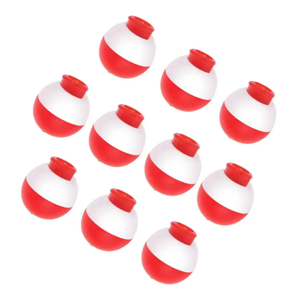 10pcs/lot 13mm / 0.51inch Mini Fishing Bobber Floats Set Hard ABS Snap on  Red White ABS Material Push Button Round Buoy