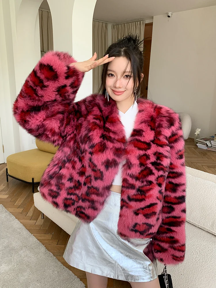 Pink tiger fur coat Clearance