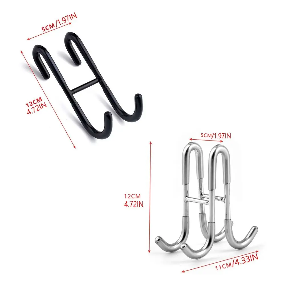 Multifunctional Hooks Towel Holder Double S-Shape Shower Door Hooks Stainless Steel Free Punching Bathroom Hooks Bath Ball Holder Bathrobe Storage