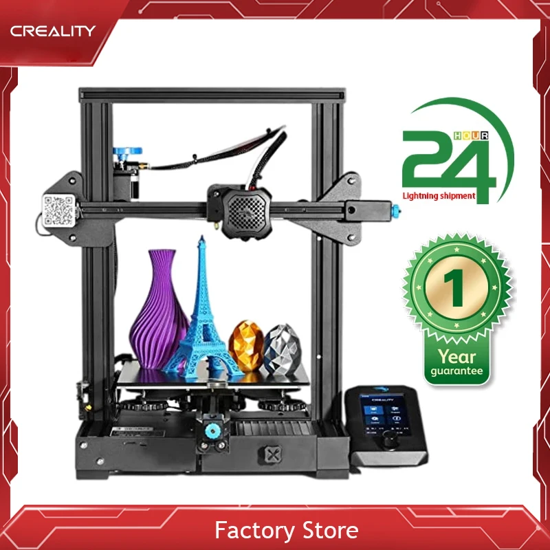 Original Creality Ender-3 V2 3D Printer Slilent Mianboard TMC2208Stepper Drivers New UI&4.3 Inch Color Lcd Carborundum Glass Bed