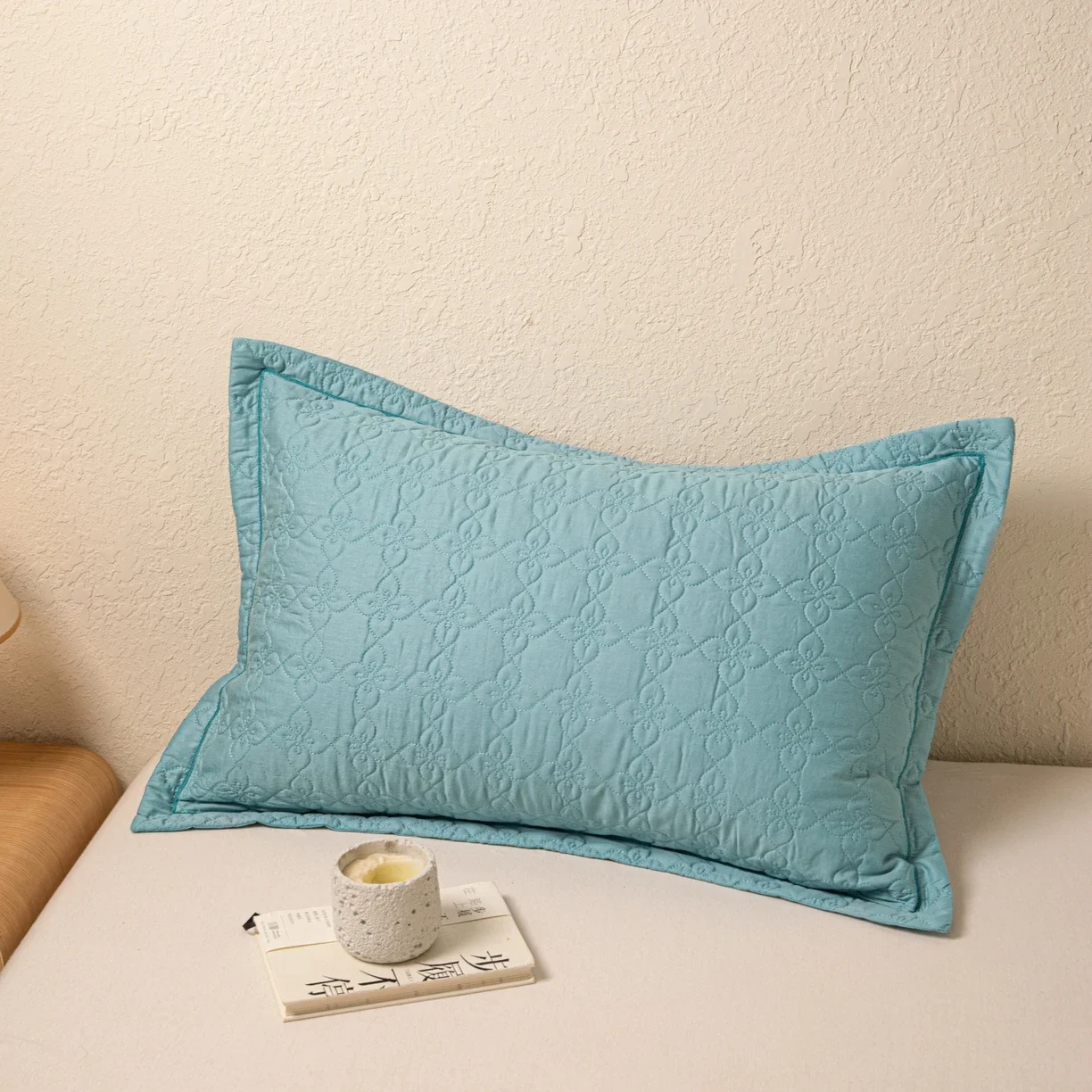 Premium 100% Cotton Quilted Embroidered Pillow Cover - Large Size, Thickened