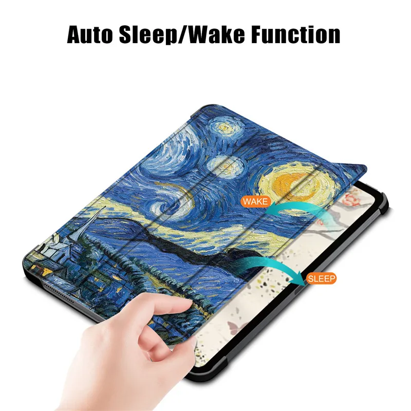 Premium PU Leather Magnetic Folding Tablet Cover - Hard Back Protective Case