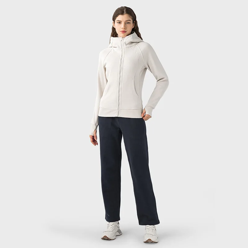 Women Winter New Gym Thick Warm Sport Yoga Running Jacket Fitness Windproof Long Sleeve Zipper Hooded Sweatshirts With Pockets 5