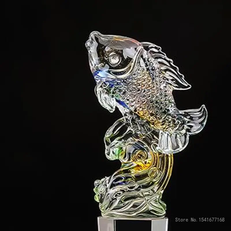 Customized Annual Fish Fishing Competition Crystal Trophy, Lettering High-end Souvenir, Home Decor Awards Fish Shape Trophy, 1Pc